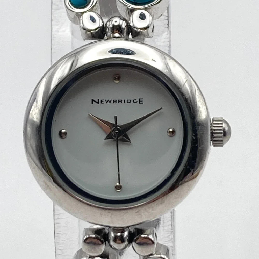Newbridge Women's Watch 22mm Silver Tone Blue Southwest New Battery 6.75